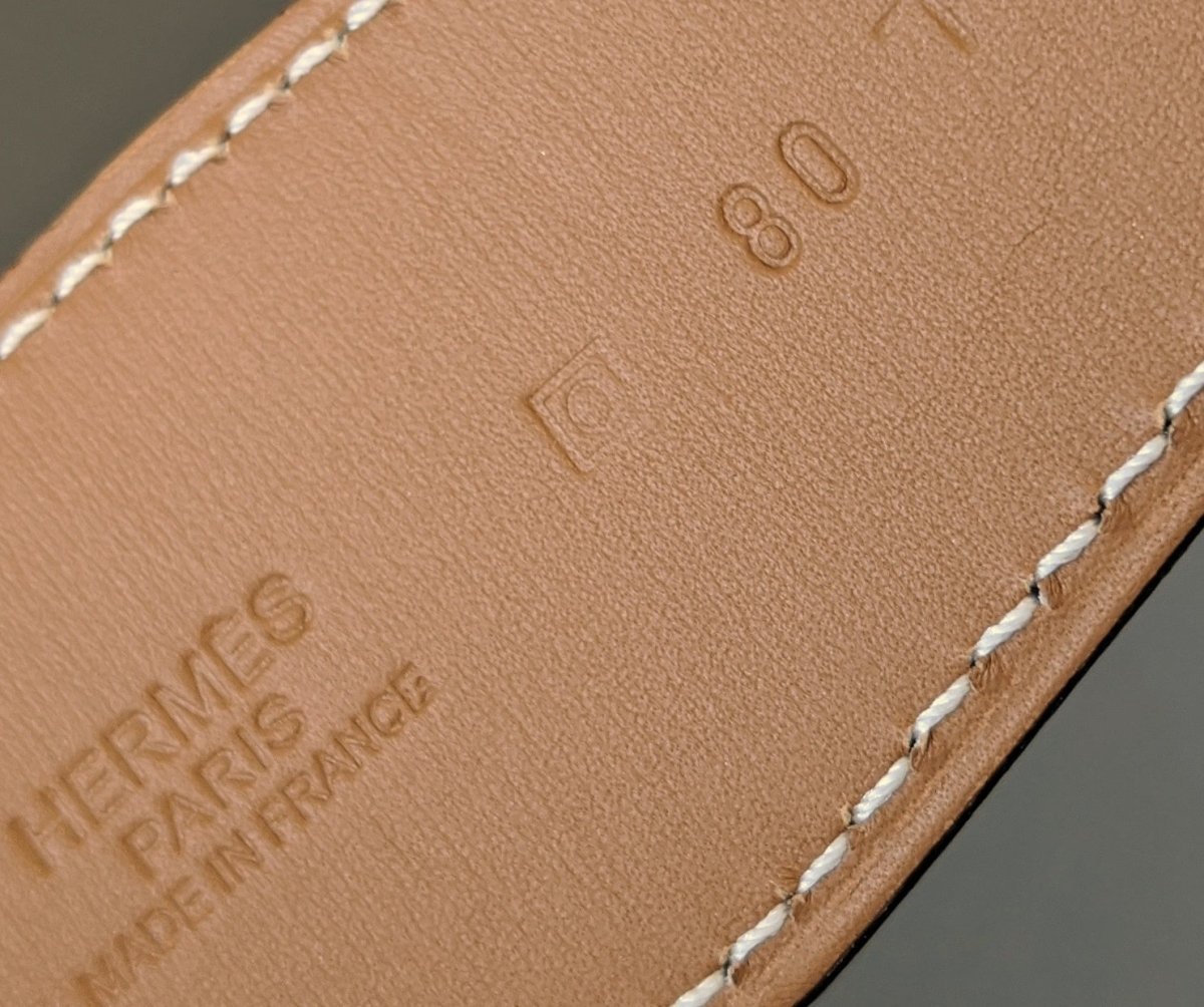 Hermes [134] 2011 White/Natural Epsom/Swift Leather Reversible Strap Belt 42 MM Sz80, BNWTIB! - poupishop