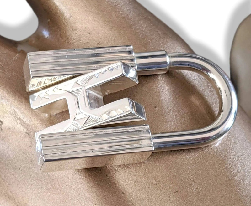 Hermes [136] Sterling Silver 925 Touareg H Padlock Bag Charm Cadenas Key Ring, BNIB! - poupishop