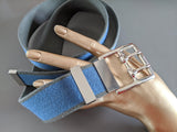 Hermes [137] Unisex Blue/Grey Palladium Woven ETRIVIERE Complete Belt 40 mm, BNIB! - poupishop