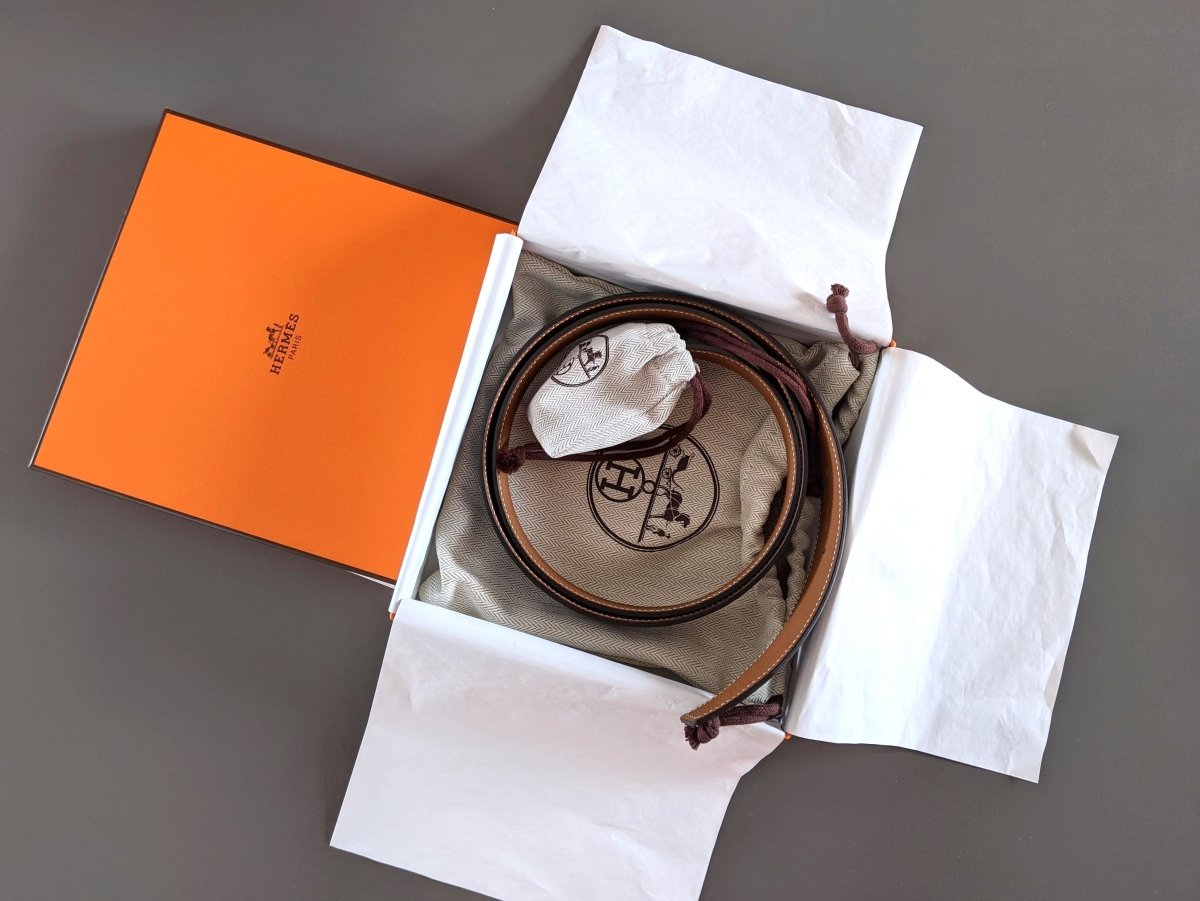 Hermes [138] Black/Gold Box Togo Palladium CAPE COD REVERSIBLE Complete Belt 32 mm, BNIB! - poupishop