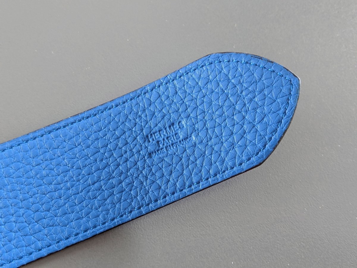 Hermes [139] 2011 Mykonos Blue Supple Taurillon Clemence FEMME ETRIVIERE SOUPLE 45 Complete Belt, BNIB! - poupishop