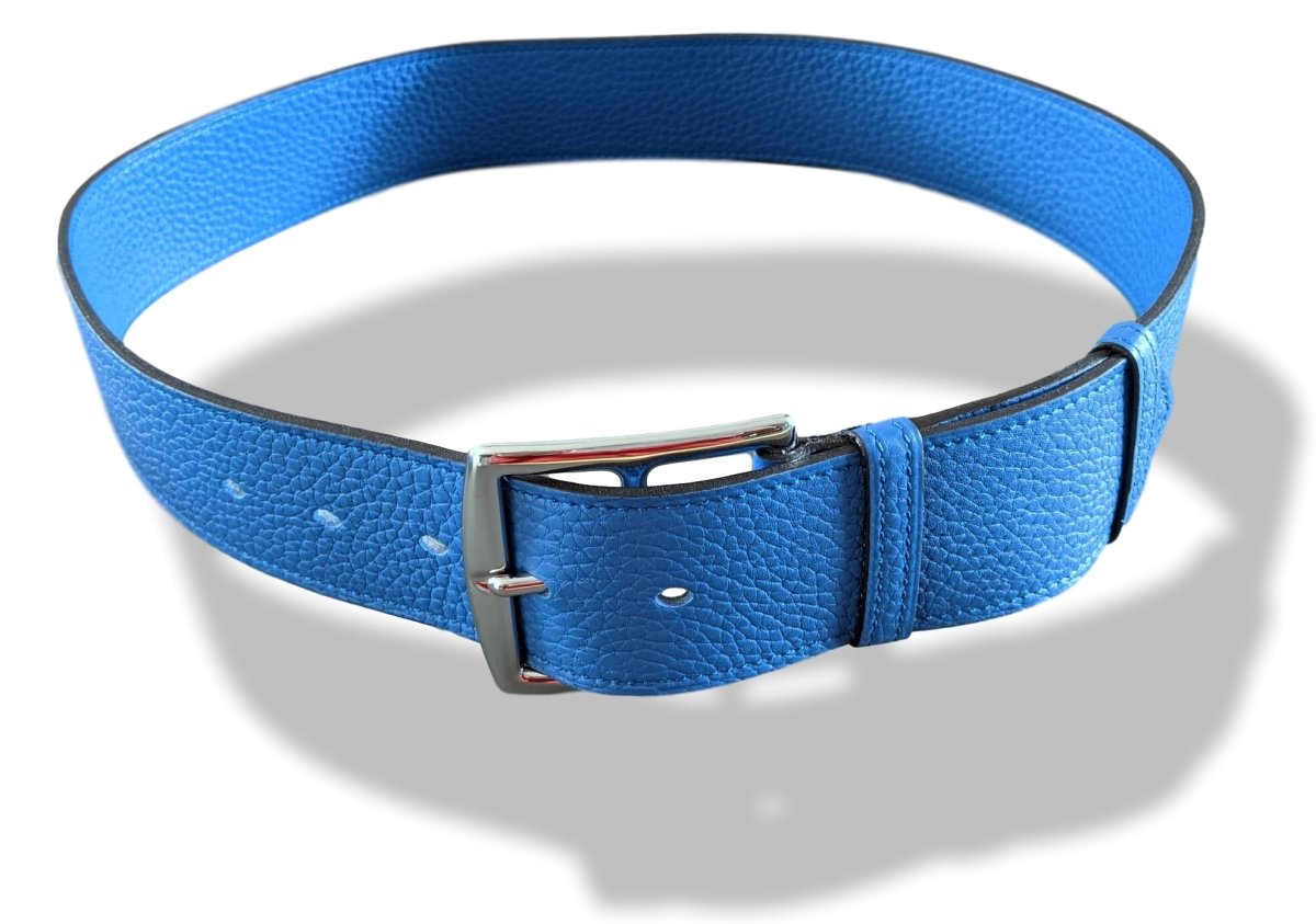 Hermes [139] 2011 Mykonos Blue Supple Taurillon Clemence FEMME ETRIVIERE SOUPLE 45 Complete Belt, BNIB! - poupishop