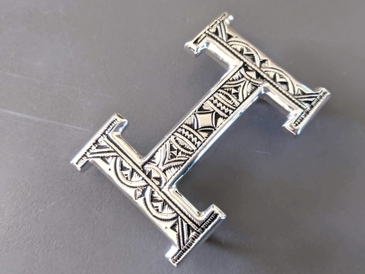 Hermes [14] AG Sterling Silver 925 TOUAREG H Belt Buckle H 32mm, BNIB! - poupishop