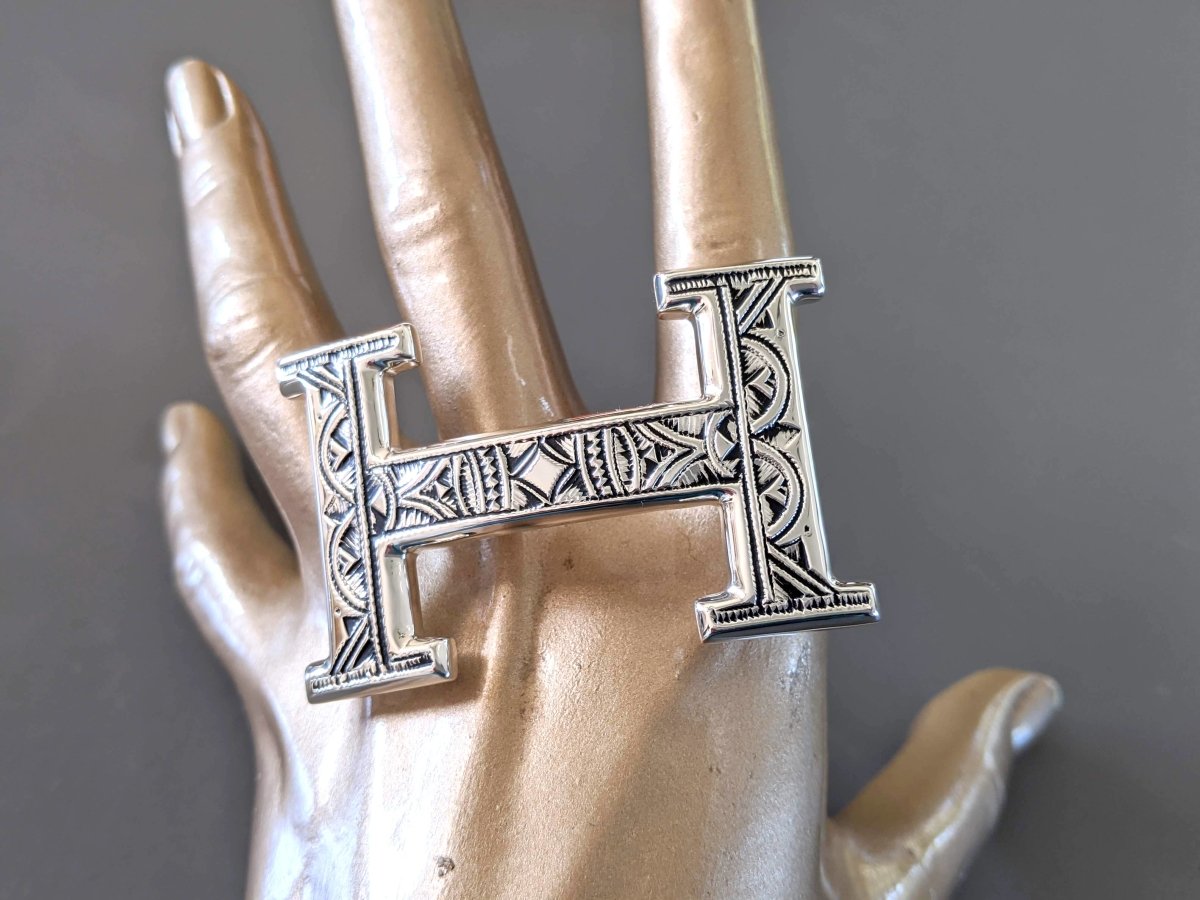 Hermes [14] AG Sterling Silver 925 TOUAREG H Belt Buckle H 32mm