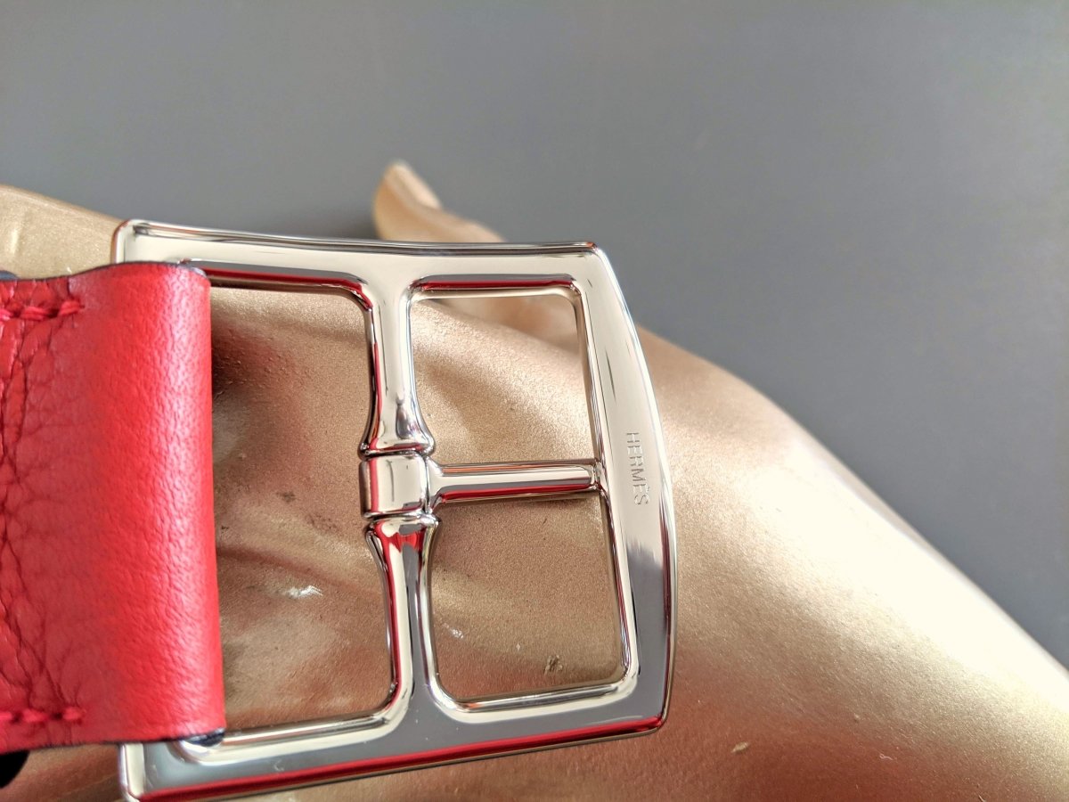 Hermes [140] 2013 Unisex Rouge Casaque Taurillon Clemence ETRIVIERE 40 Complete Belt, BNIB! - poupishop