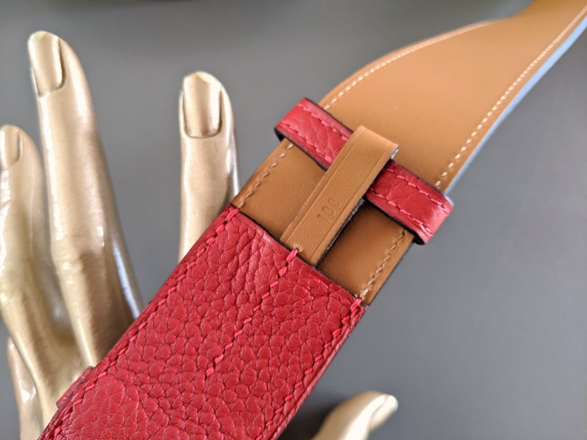 Hermes [140] 2013 Unisex Rouge Casaque Taurillon Clemence ETRIVIERE 40 Complete Belt, BNIB! - poupishop