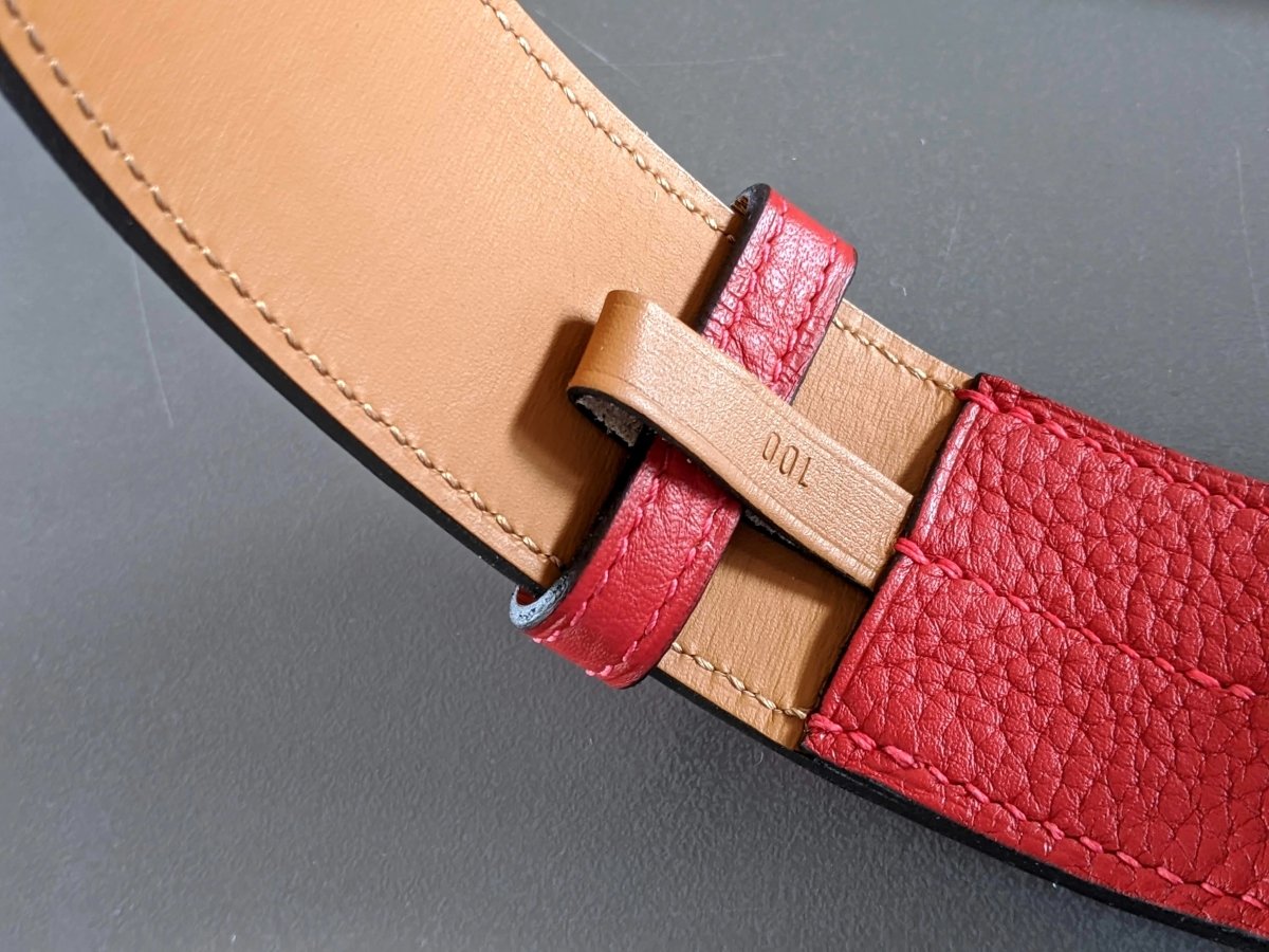 Hermes [140] 2013 Unisex Rouge Casaque Taurillon Clemence ETRIVIERE 40 Complete Belt, BNIB! - poupishop