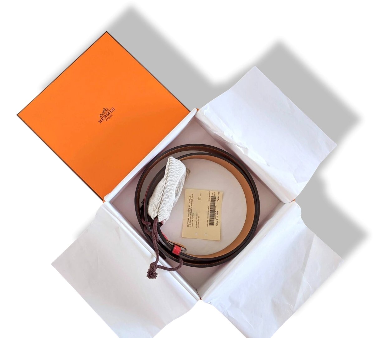 Hermes [140] 2013 Unisex Rouge Casaque Taurillon Clemence ETRIVIERE 40 Complete Belt, BNIB! - poupishop