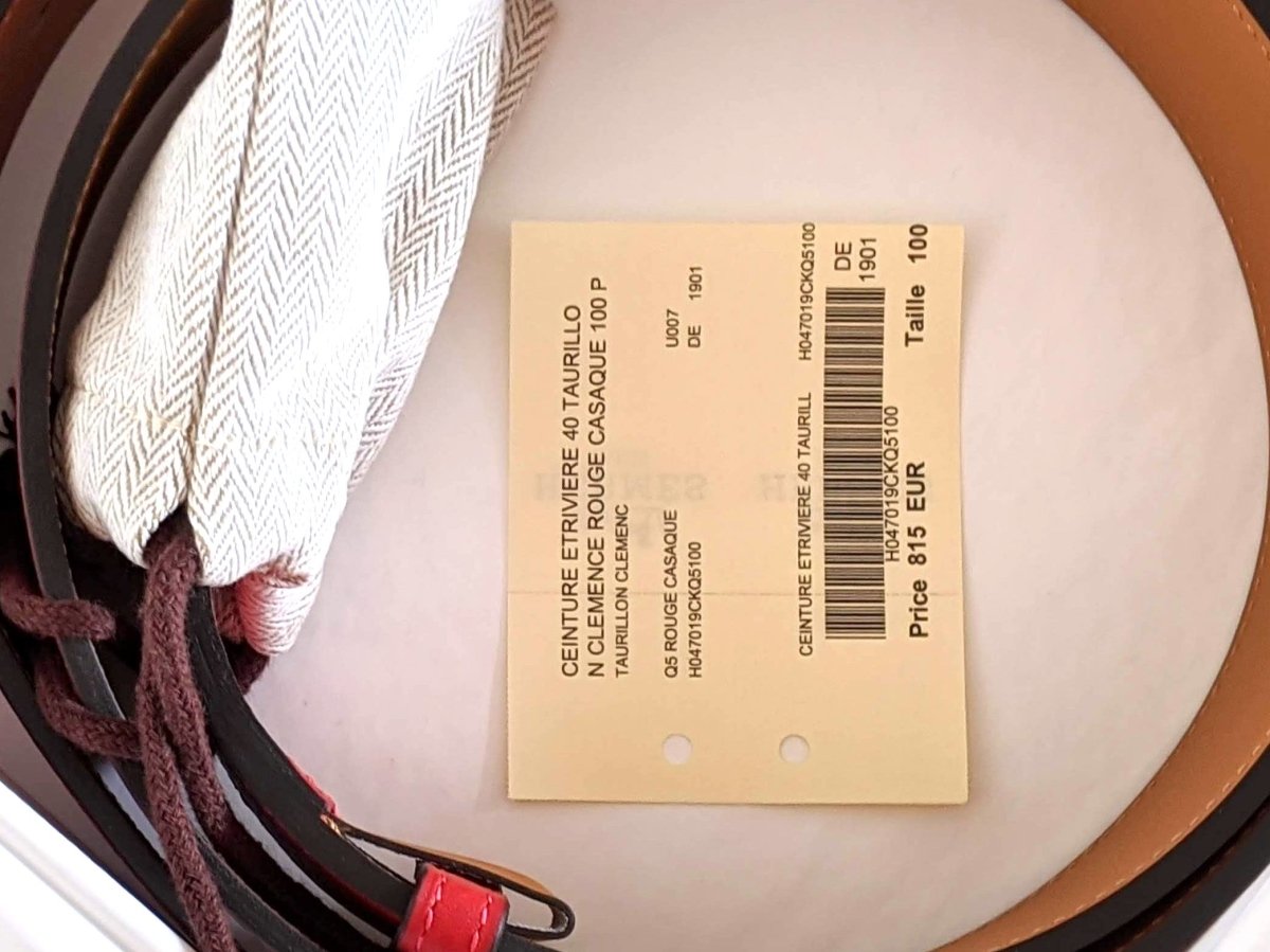 Hermes [140] 2013 Unisex Rouge Casaque Taurillon Clemence ETRIVIERE 40 Complete Belt, BNIB! - poupishop