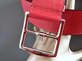 Hermes [141] 2012 Rouge Casaque Supple Taurillon Clemence FEMME ETRIVIERE SOUPLE 45 Complete Belt, BNIB! - poupishop