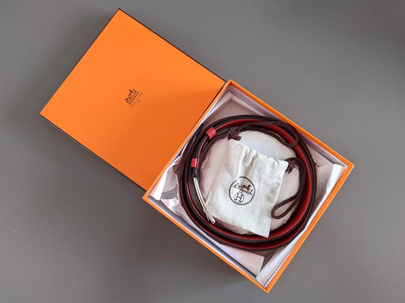 Hermes [141] 2012 Rouge Casaque Supple Taurillon Clemence FEMME ETRIVIERE SOUPLE 45 Complete Belt, BNIB! - poupishop