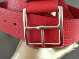 Hermes [141] 2012 Rouge Casaque Supple Taurillon Clemence FEMME ETRIVIERE SOUPLE 45 Complete Belt, BNIB! - poupishop