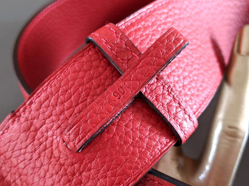 Hermes [141] 2012 Rouge Casaque Supple Taurillon Clemence FEMME ETRIVIERE SOUPLE 45 Complete Belt, BNIB! - poupishop