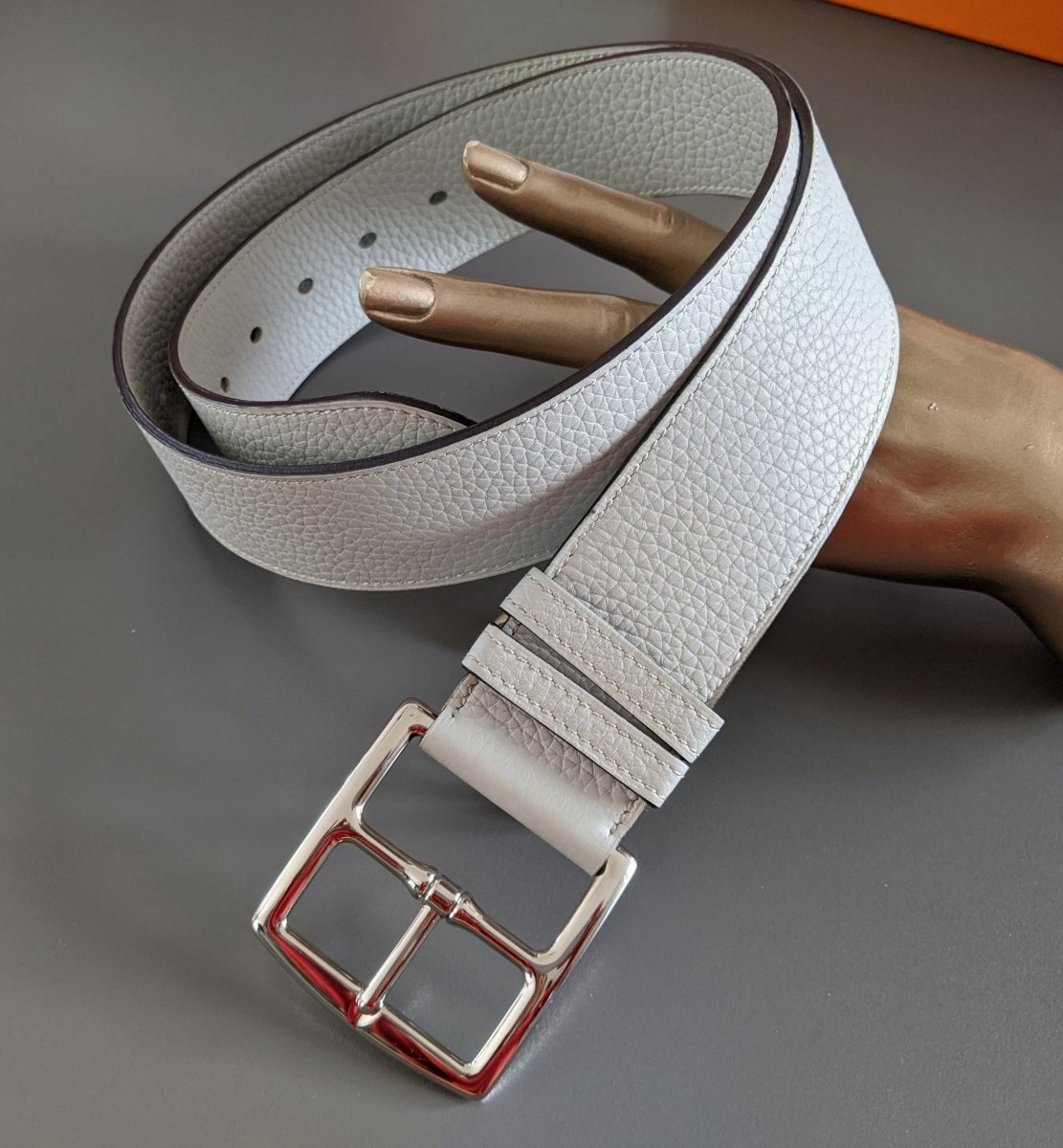 Hermes [142] 2011 Mastique Supple Taurillon Clemence FEMME ETRIVIERE SOUPLE 45 Complete Belt, BNIB! - poupishop