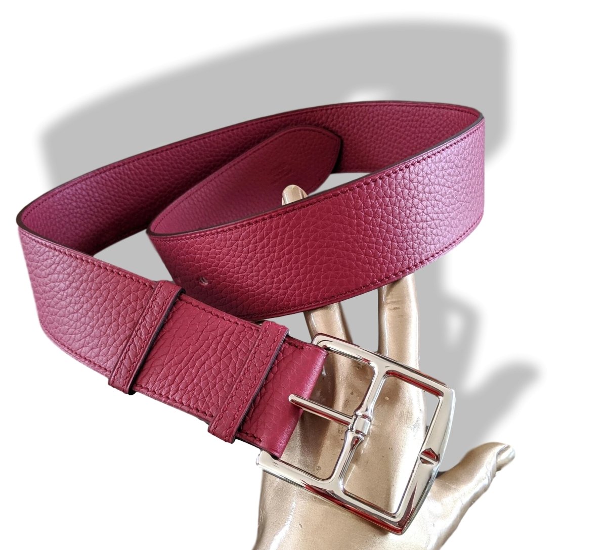 Hermes [143] 2011 Rouge Grenat Supple Taurillon Clemence FEMME ETRIVIERE SOUPLE 45 Complete Belt, BNIB! - poupishop