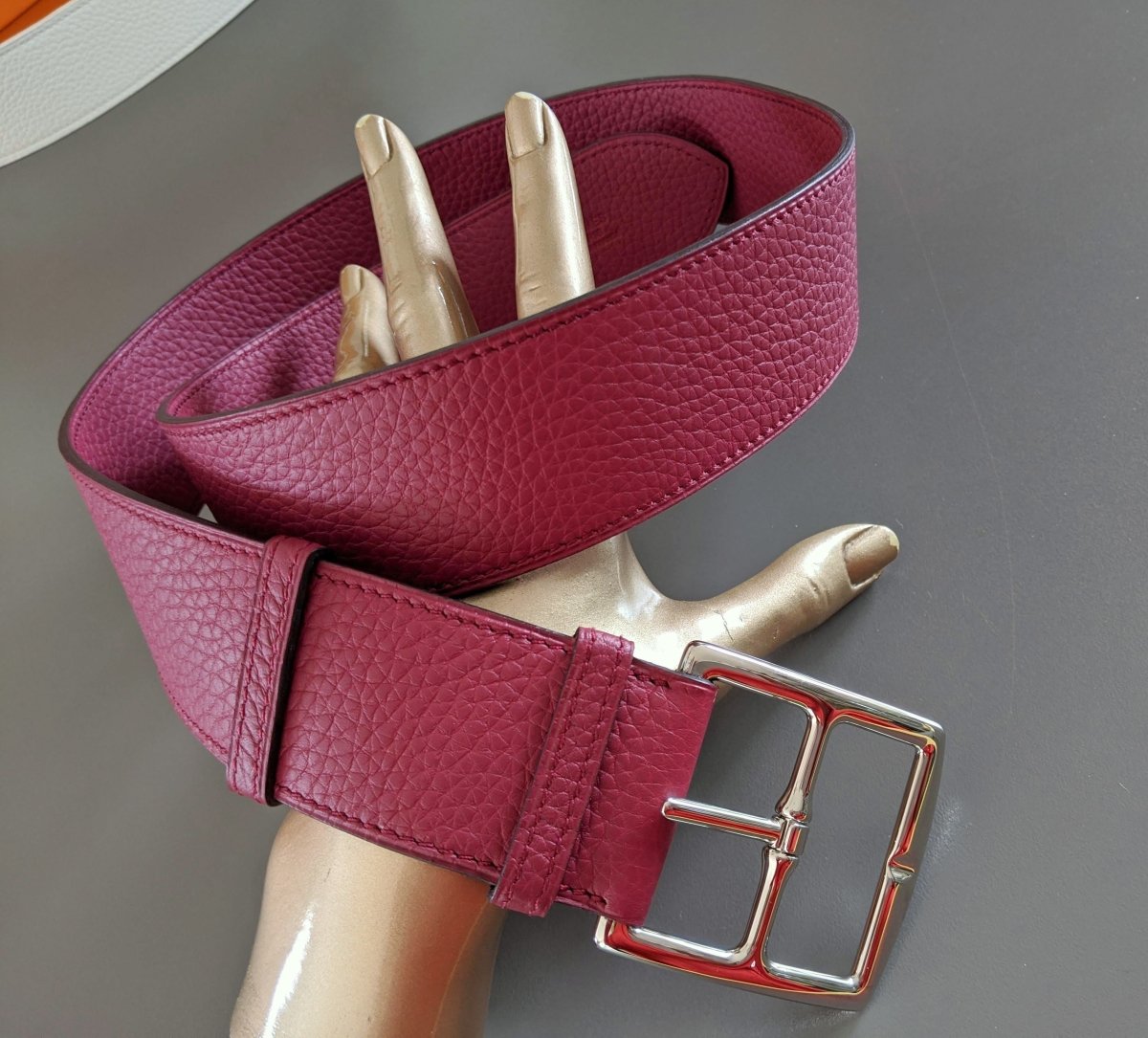 Hermes [143] 2011 Rouge Grenat Supple Taurillon Clemence FEMME ETRIVIERE SOUPLE 45 Complete Belt, BNIB! - poupishop