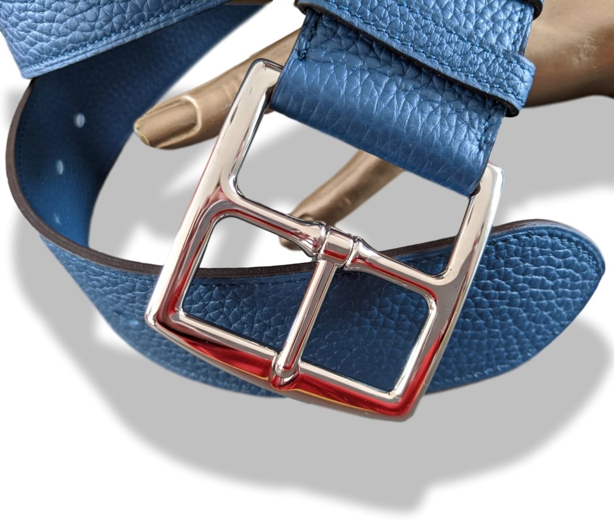 Hermes [144] 2012 Bleu de Prusse Supple Taurillon Clemence FEMME ETRIVIERE SOUPLE 45 Complete Belt, BNIB! - poupishop