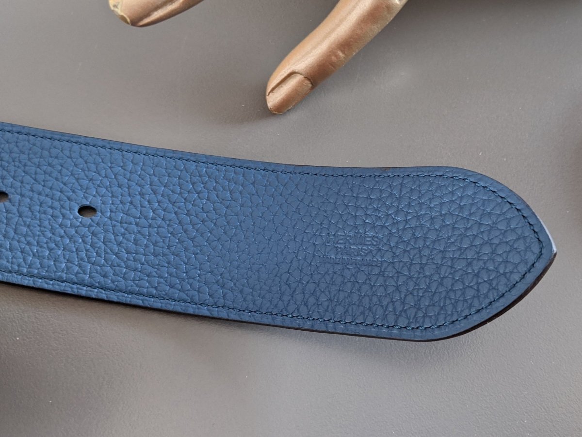 Hermes [144] 2012 Bleu de Prusse Supple Taurillon Clemence FEMME ETRIVIERE SOUPLE 45 Complete Belt, BNIB! - poupishop