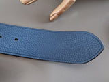 Hermes [144] 2012 Bleu de Prusse Supple Taurillon Clemence FEMME ETRIVIERE SOUPLE 45 Complete Belt, BNIB! - poupishop