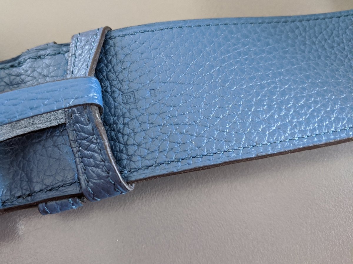 Hermes [144] 2012 Bleu de Prusse Supple Taurillon Clemence FEMME ETRIVIERE SOUPLE 45 Complete Belt, BNIB! - poupishop