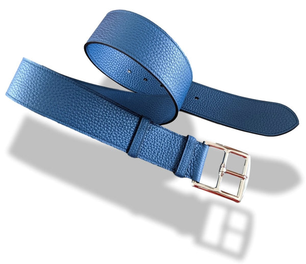 Hermes [144] 2012 Bleu de Prusse Supple Taurillon Clemence FEMME ETRIVIERE SOUPLE 45 Complete Belt, BNIB! - poupishop