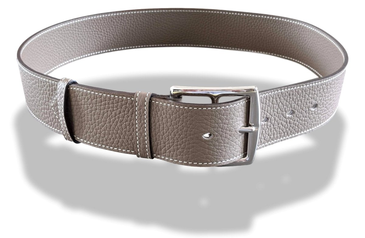 Hermes [145] 2012 Etoupe Supple Taurillon Clemence FEMME ETRIVIERE SOUPLE 45 Complete Belt, BNIB! - poupishop