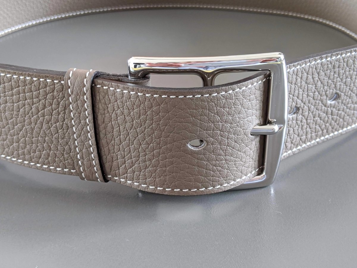 Hermes [145] 2012 Etoupe Supple Taurillon Clemence FEMME ETRIVIERE SOUPLE 45 Complete Belt, BNIB! - poupishop