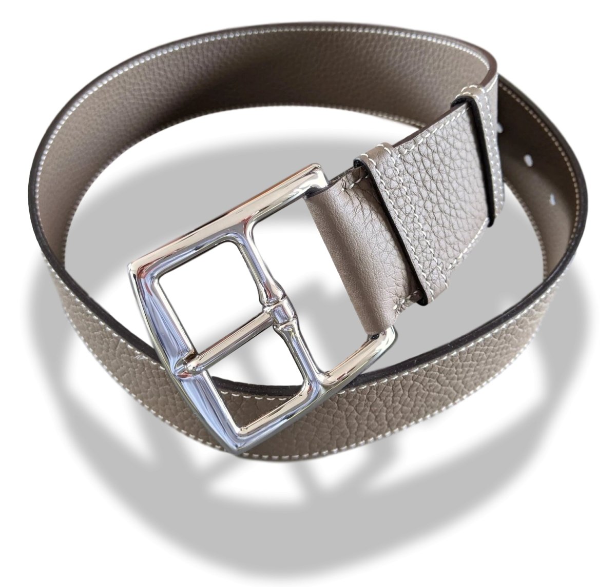 Hermes [145] 2012 Etoupe Supple Taurillon Clemence FEMME ETRIVIERE SOUPLE 45 Complete Belt, BNIB! - poupishop