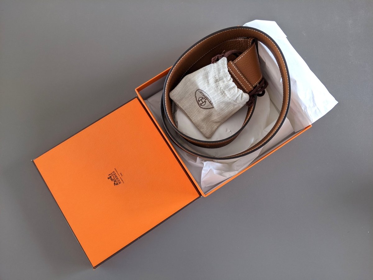 Hermes [146] 2010 Gold Supple Taurillon Clemence FEMME ETRIVIERE SOUPLE 45 Complete Belt, BNIB! - poupishop