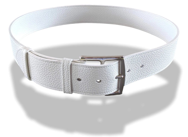 Hermes [147] 2011 White Gold Supple Taurillon Clemence FEMME ETRIVIERE SOUPLE 45 Complete Belt, BNIB! - poupishop