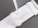 Hermes [147] 2011 White Gold Supple Taurillon Clemence FEMME ETRIVIERE SOUPLE 45 Complete Belt, BNIB! - poupishop