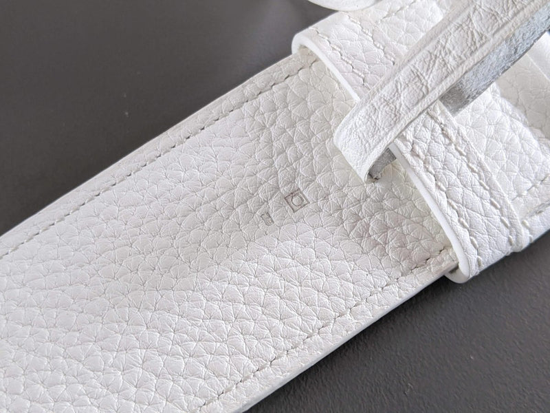 Hermes [147] 2011 White Gold Supple Taurillon Clemence FEMME ETRIVIERE SOUPLE 45 Complete Belt, BNIB! - poupishop