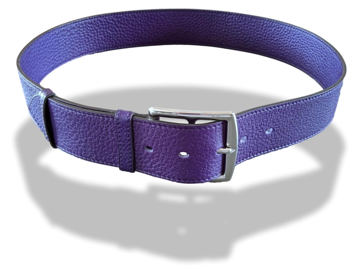 Hermes [148] 2011 Purple Gold Supple Taurillon Clemence FEMME ETRIVIERE SOUPLE 45 Complete Belt, BNIB! - poupishop