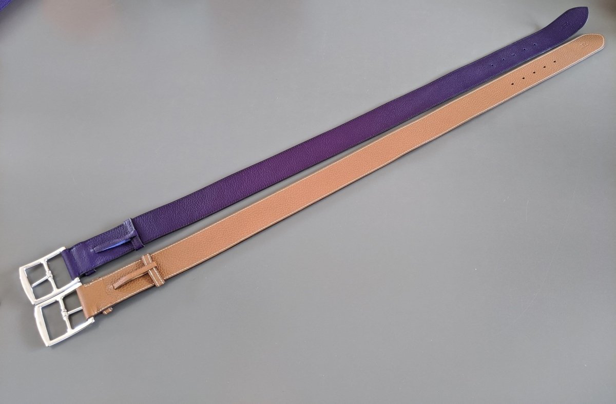 Hermes [148] 2011 Purple Gold Supple Taurillon Clemence FEMME ETRIVIERE SOUPLE 45 Complete Belt, BNIB! - poupishop