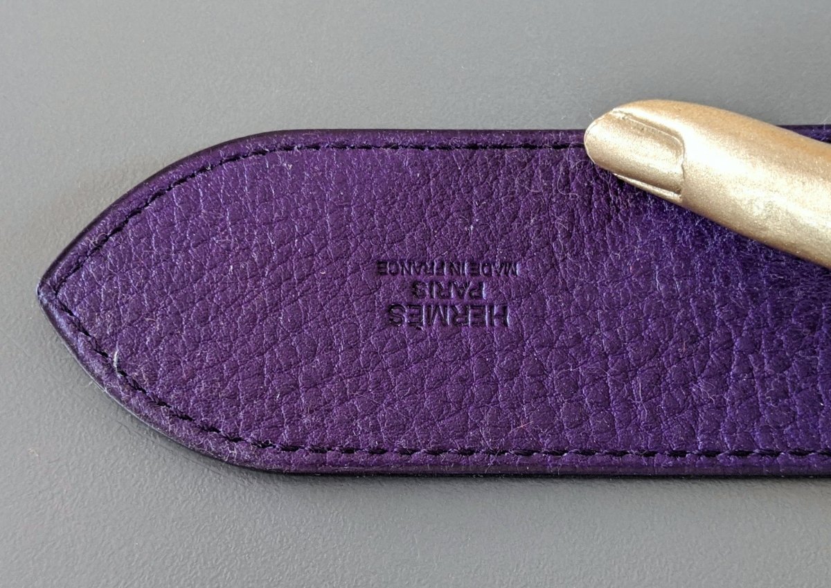 Hermes [148] 2011 Purple Gold Supple Taurillon Clemence FEMME ETRIVIERE SOUPLE 45 Complete Belt, BNIB! - poupishop