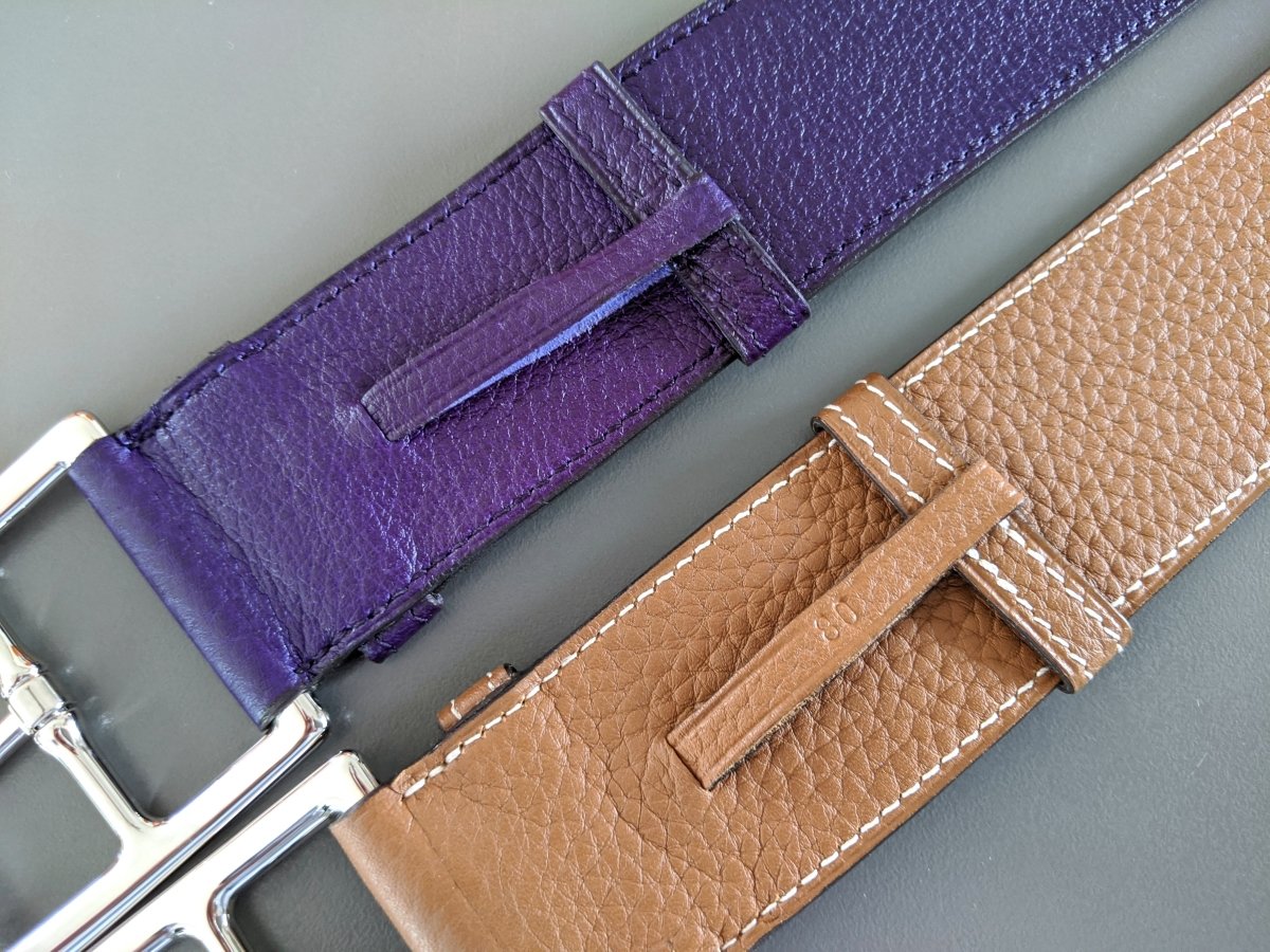 Hermes [148] 2011 Purple Gold Supple Taurillon Clemence FEMME ETRIVIERE SOUPLE 45 Complete Belt, BNIB! - poupishop