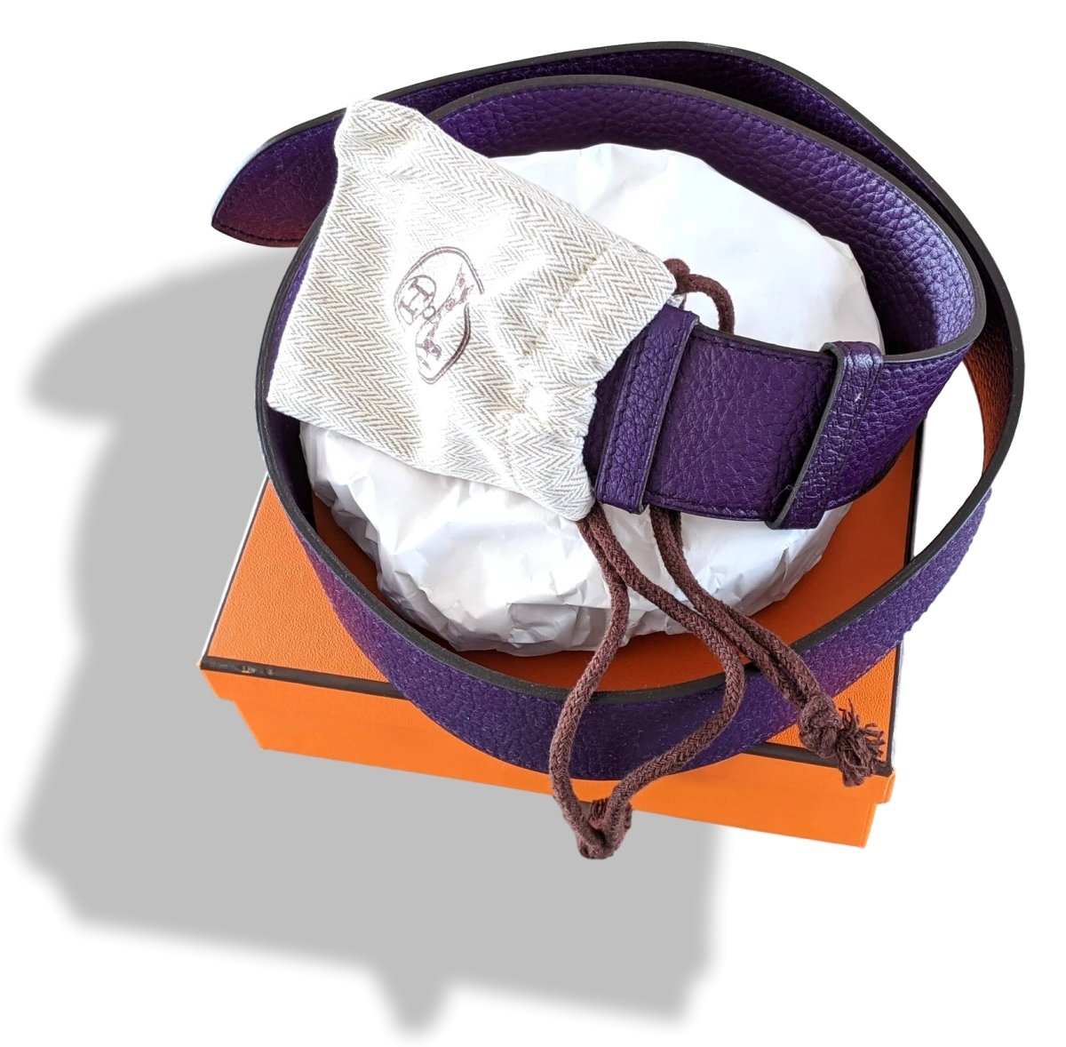 Hermes [148] 2011 Purple Gold Supple Taurillon Clemence FEMME ETRIVIERE SOUPLE 45 Complete Belt, BNIB! - poupishop
