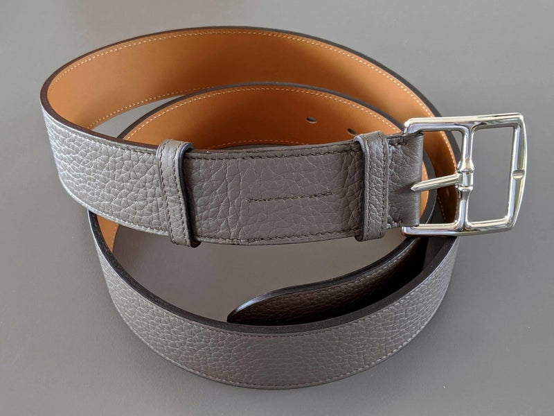 Hermes [149] 2012 Unisex Grey Beton Taurillon Clemence ETRIVIERE 40 Complete Belt, BNWIB! - poupishop