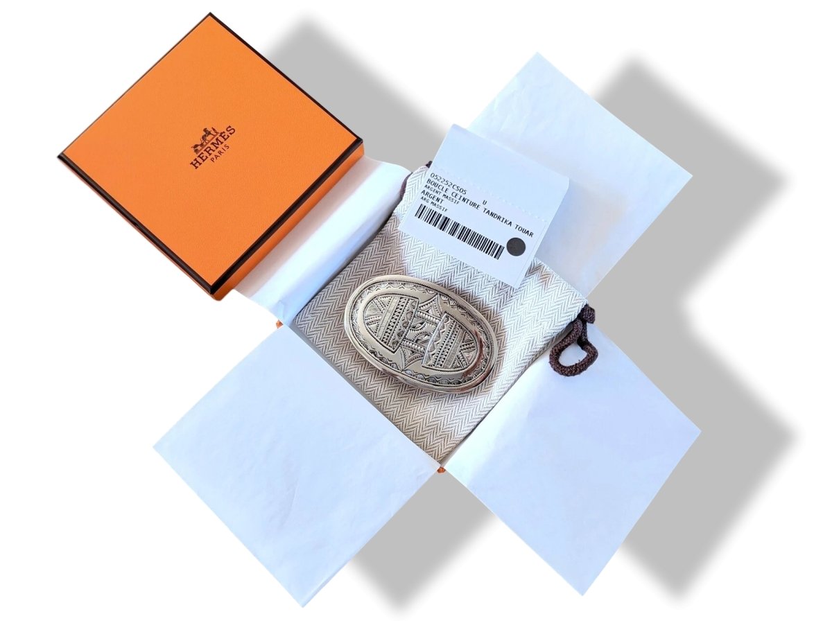 Hermes [15] AG Sterling Silver 925 TOUAREG TANDRIKA Belt Buckle H 32mm, BNIB! - poupishop