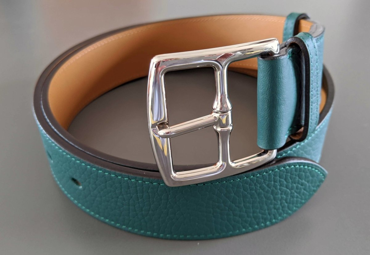 Hermes [150] 2013 Green Malachite Unisex Taurillon Clemence ETRIVIERE 40 Complete Belt, BNWIB! - poupishop