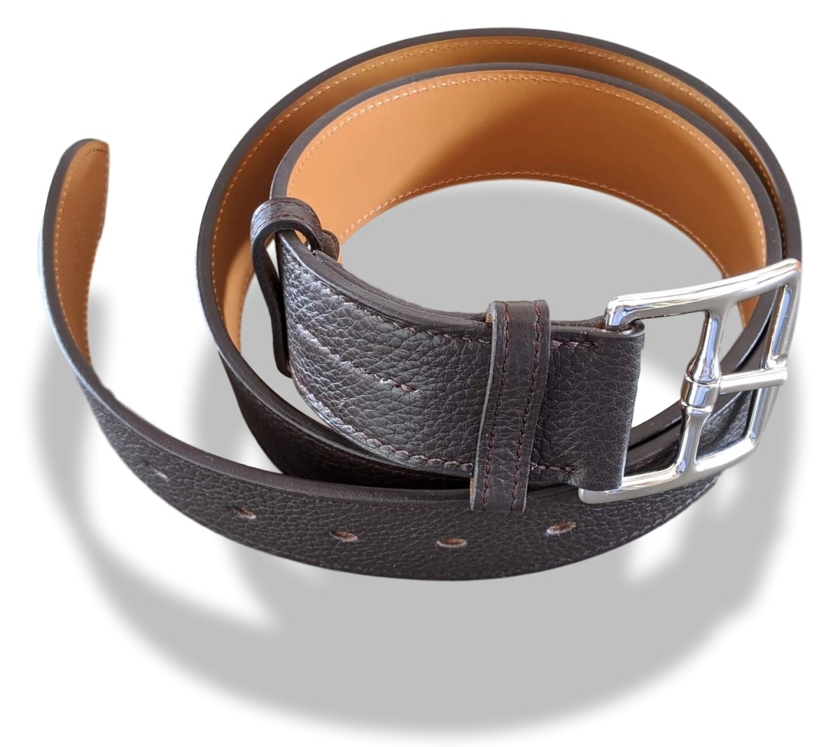 Hermes [150bis] 2012 Brown Unisex Taurillon Clemence ETRIVIERE 40 Complete Belt, BNIB!