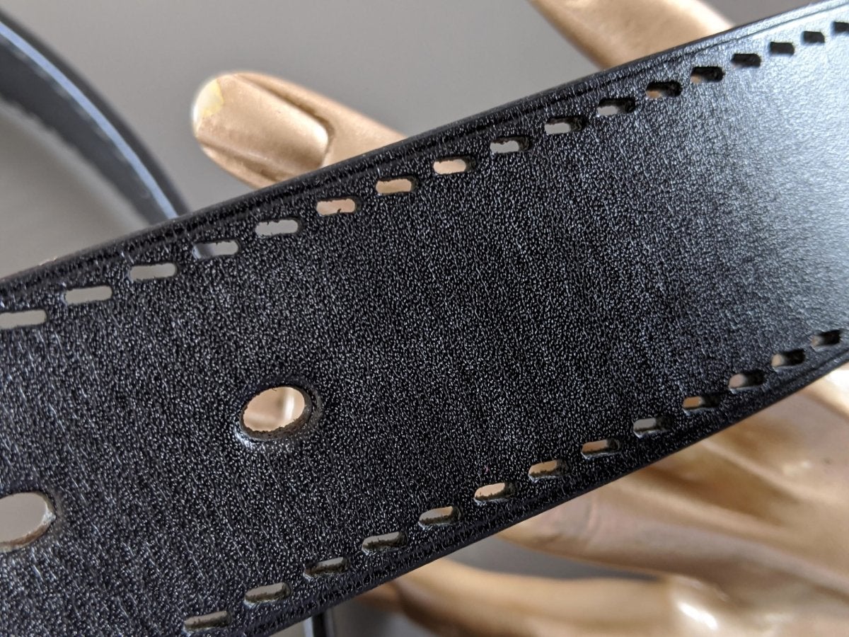 Hermes [151] 2007 Unisex Aged Black Leather Perforated Seams Cow Boy ETRIVIERE 40 Complete Belt, BNIB! - poupishop