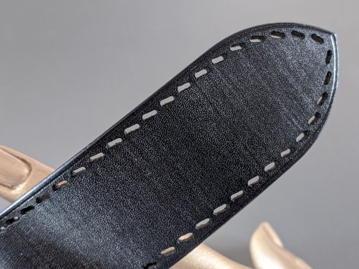 Hermes [151] 2007 Unisex Aged Black Leather Perforated Seams Cow Boy ETRIVIERE 40 Complete Belt, BNIB! - poupishop