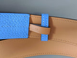 Hermes [152] Unisex Bleu Paradis Taurillon Clemence ETRIVIERE 32 Complete Belt, BNIB! - poupishop