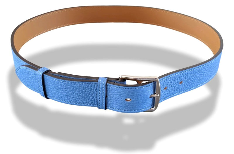Hermes Unisex Bleu Paradis Taurillon Clemence Etriviere 32 Complete Belt