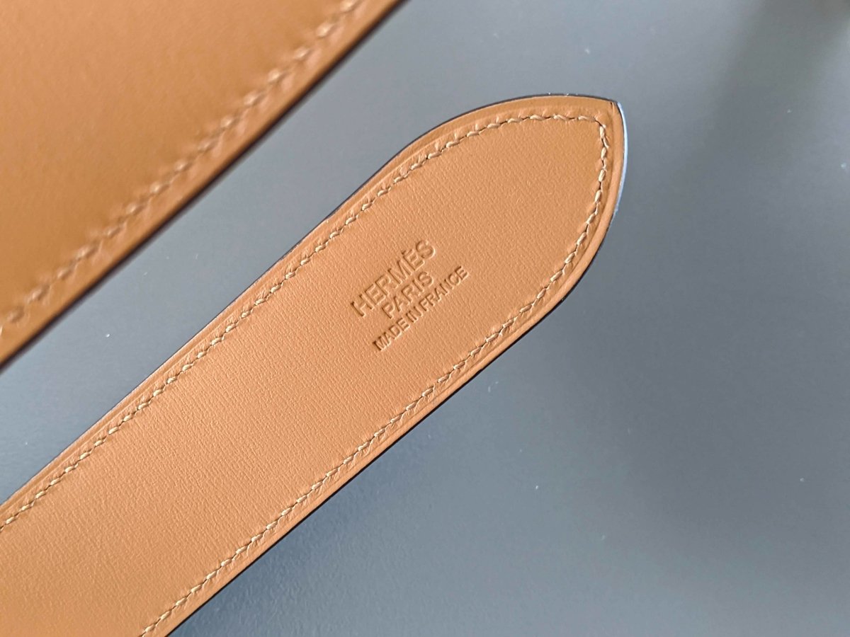 Hermes [152] Unisex Bleu Paradis Taurillon Clemence ETRIVIERE 32 Complete Belt, BNIB! - poupishop