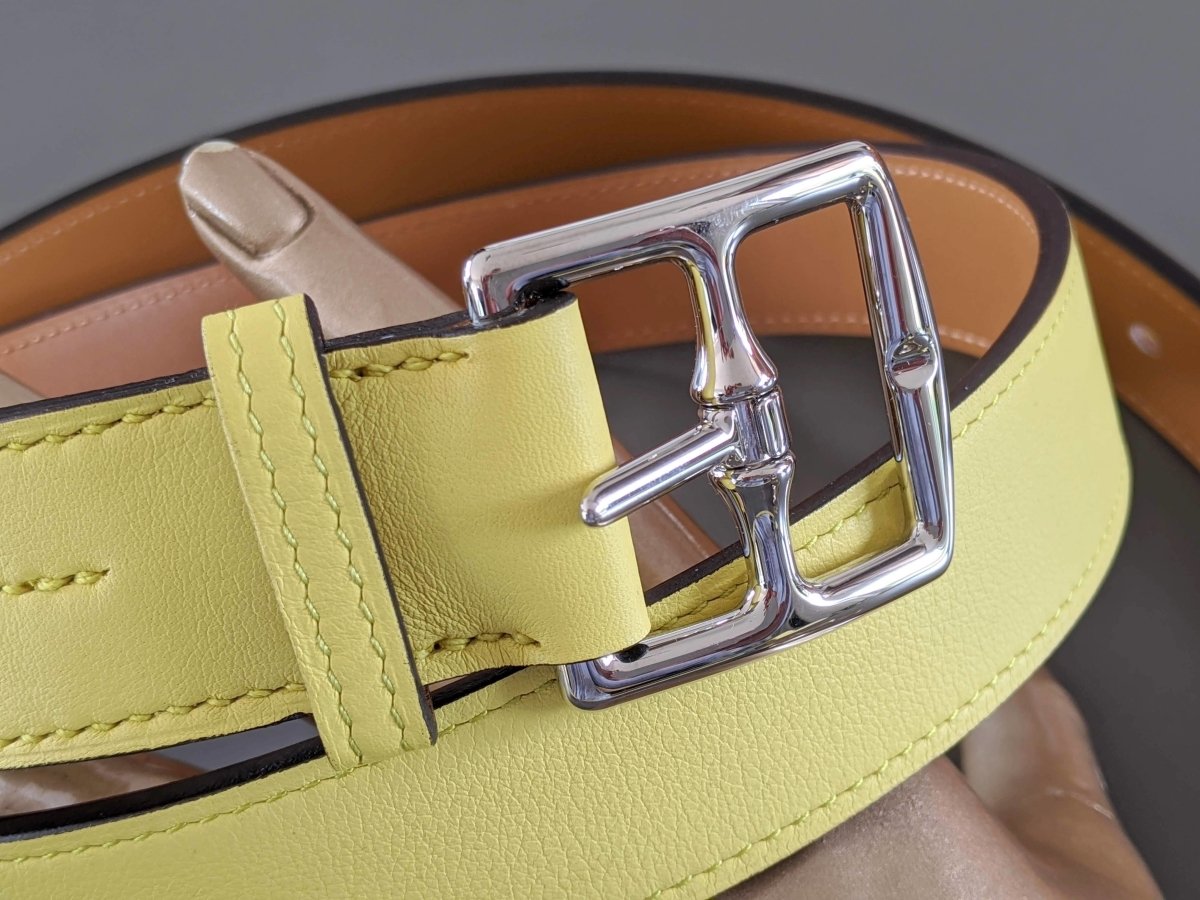 Hermes [153] 2013 Unisex Soufre Yellow Sulfur Casual Swilft Calfskin ETRIVIERE 32 Complete Belt, BNIB! - poupishop