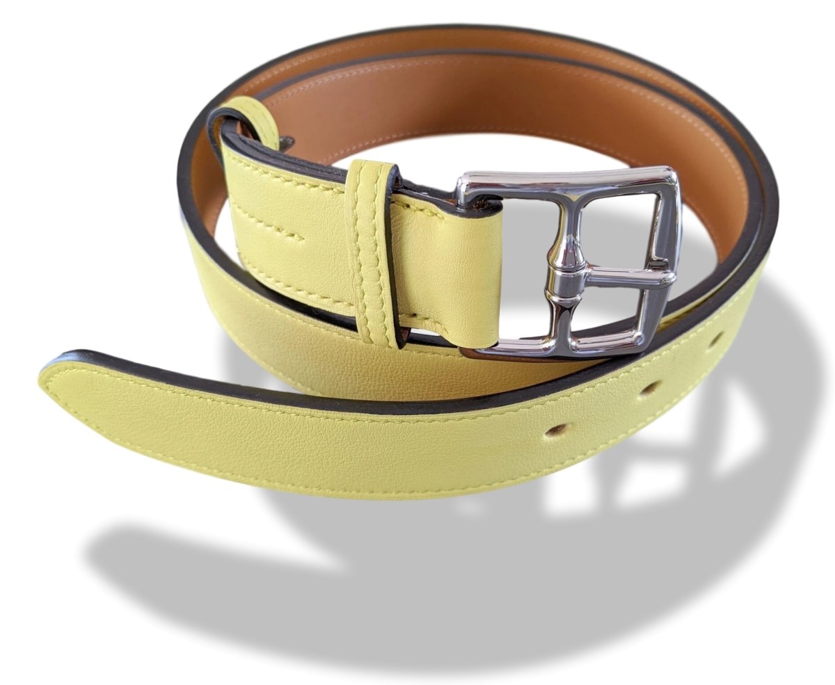 Hermes [153] 2013 Unisex Soufre Yellow Sulfur Casual Swilft Calfskin ETRIVIERE 32 Complete Belt, BNIB! - poupishop
