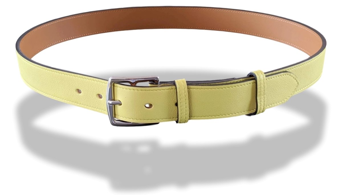 Hermes [153] 2013 Unisex Soufre Yellow Sulfur Casual Swilft Calfskin ETRIVIERE 32 Complete Belt, BNIB! - poupishop