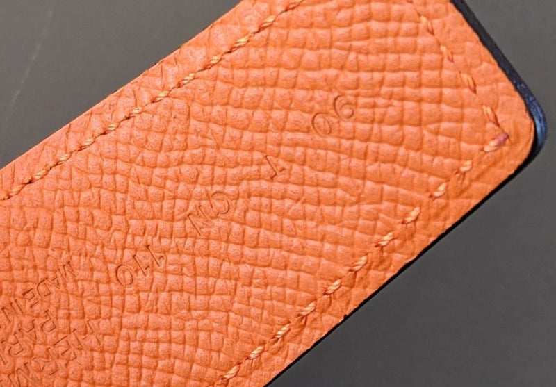 Hermes [155] Noir/Orange Veau Swift/Epsom Reversible Leather Strap Belt 32 mm, BNIB! - poupishop